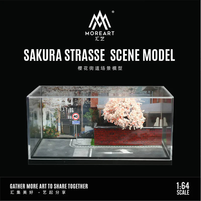 Sakura Strasse Scene Car Model Diecasts Parking Lot Diorama Car Street - MoreArt 1:64