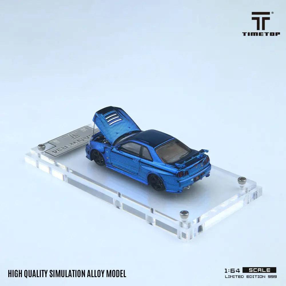 Nissan Skyline GT-R (R34) Full Carbon Blue - Time Top 1:64