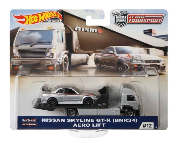 Nissan Skyline GT-R (BNR34) Aero Lift - Hotwheels Team Transport Premium *Includes Protector Case*