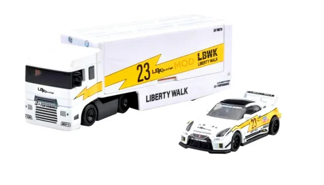 Hotwheels Premium Team Transport #56 - LB-Silhouette Nissan R35 GTR / Flipside Hauler