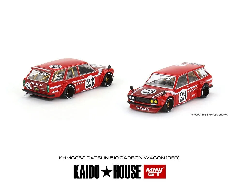 Datsun 510 Carbon Wagon 063 (Red) Kaido House x MiniGT 1:64 Scale Datsun 510 Carbon Wagon 063 (Red) Kaido House x MiniGT 1:64 Scale