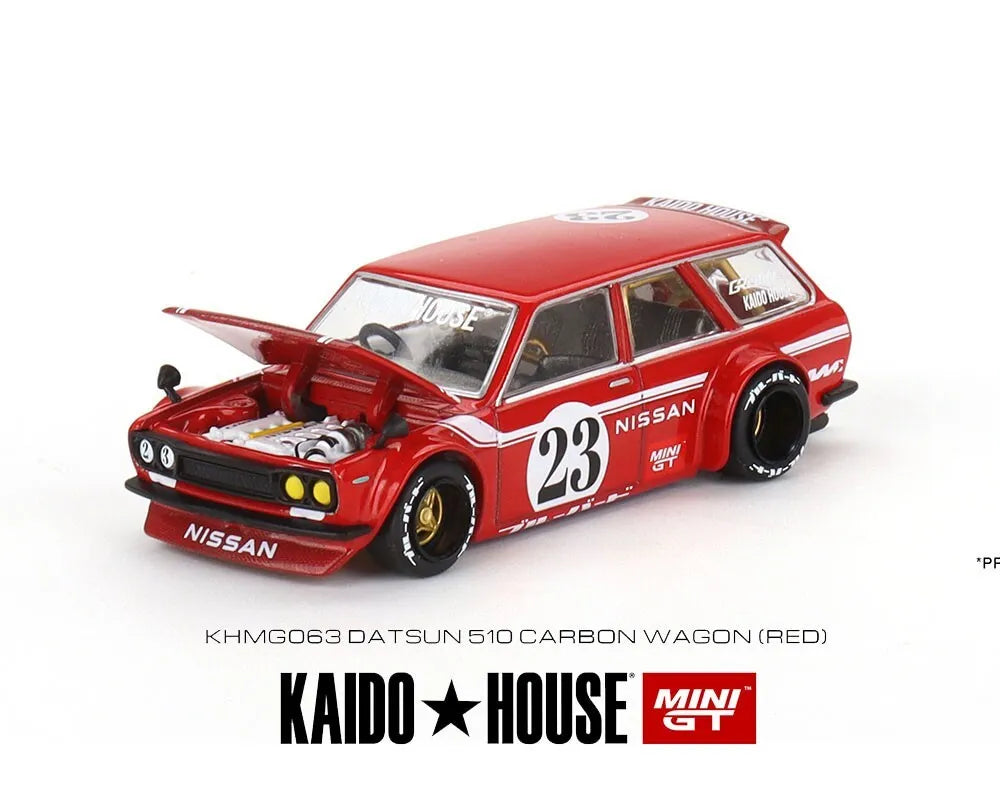 Datsun 510 Carbon Wagon 063 (Red) Kaido House x MiniGT 1:64 Scale
