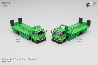 Custom Flat Bed Tow Truck REXY Dino Green - Mega Gear 1:64 Scale