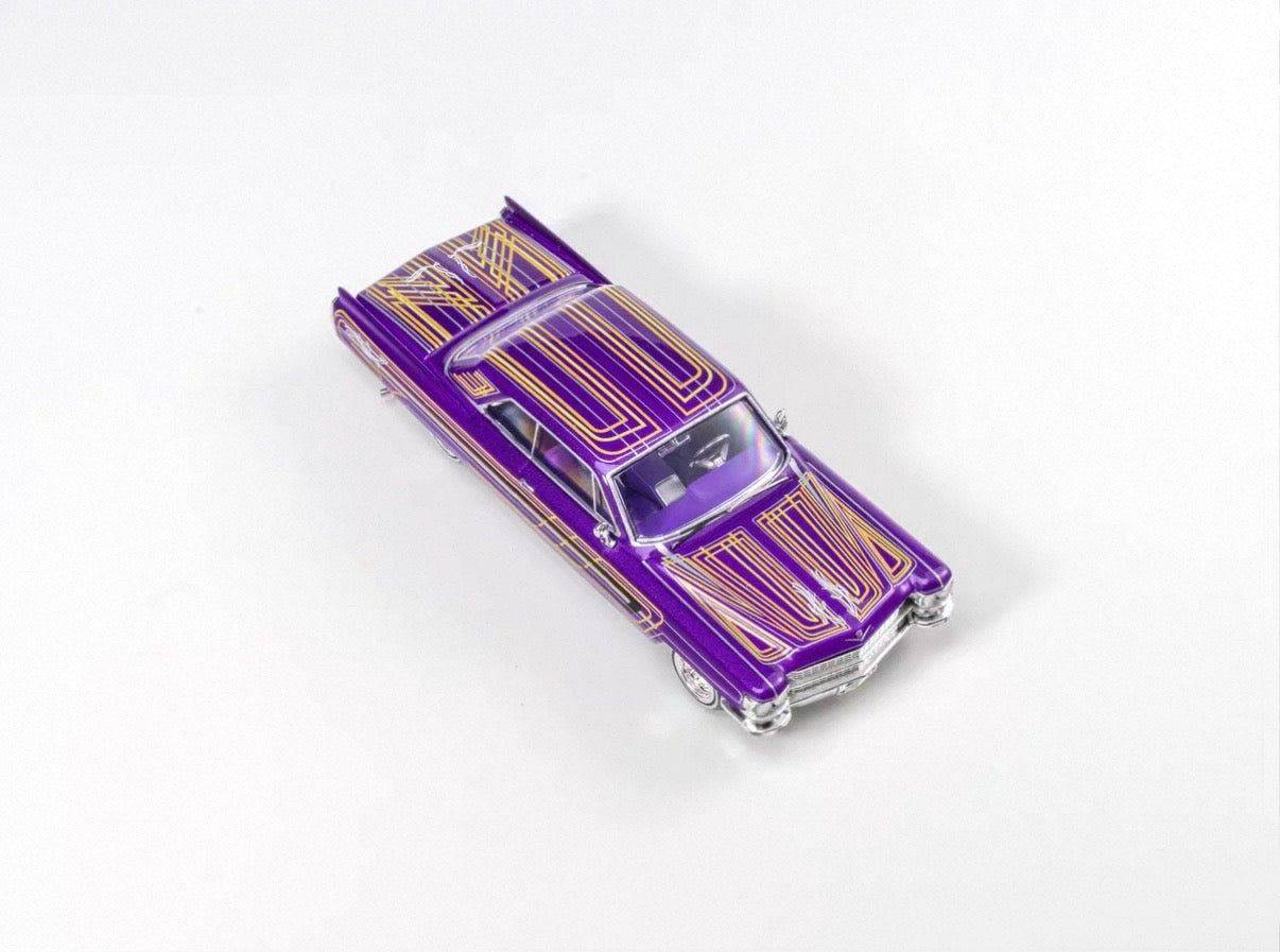 1964 Cadillac Coupe Deville Purple - LOWRIDER (Posable) 97m 1:64