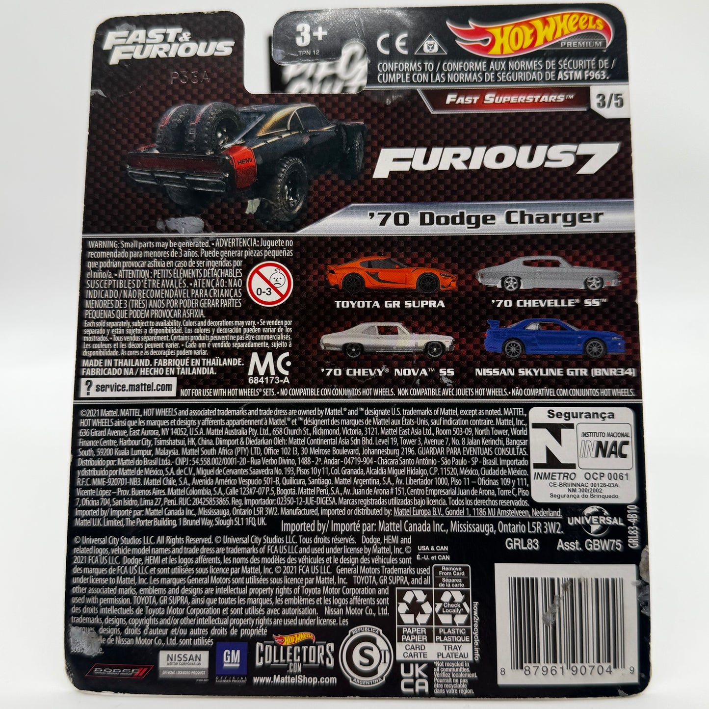 ‘70 Dodge Charger FAST & FURIOUS - Fast Superstars 3/5 Hotwheels Premium *Check Condition
