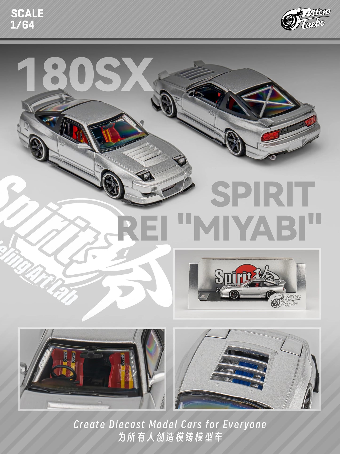 Custom 180SX (Metalic Silver) Microturbo - 1/64