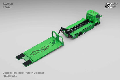 Custom Flat Bed Tow Truck REXY Dino Green - Mega Gear 1:64 Scale