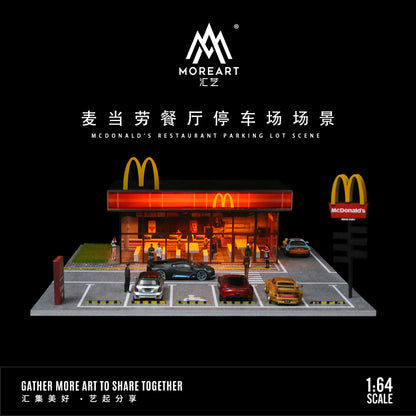 McDonald's Restaurant Parking Lot Scene w/LED Lights - Morearts 1:64