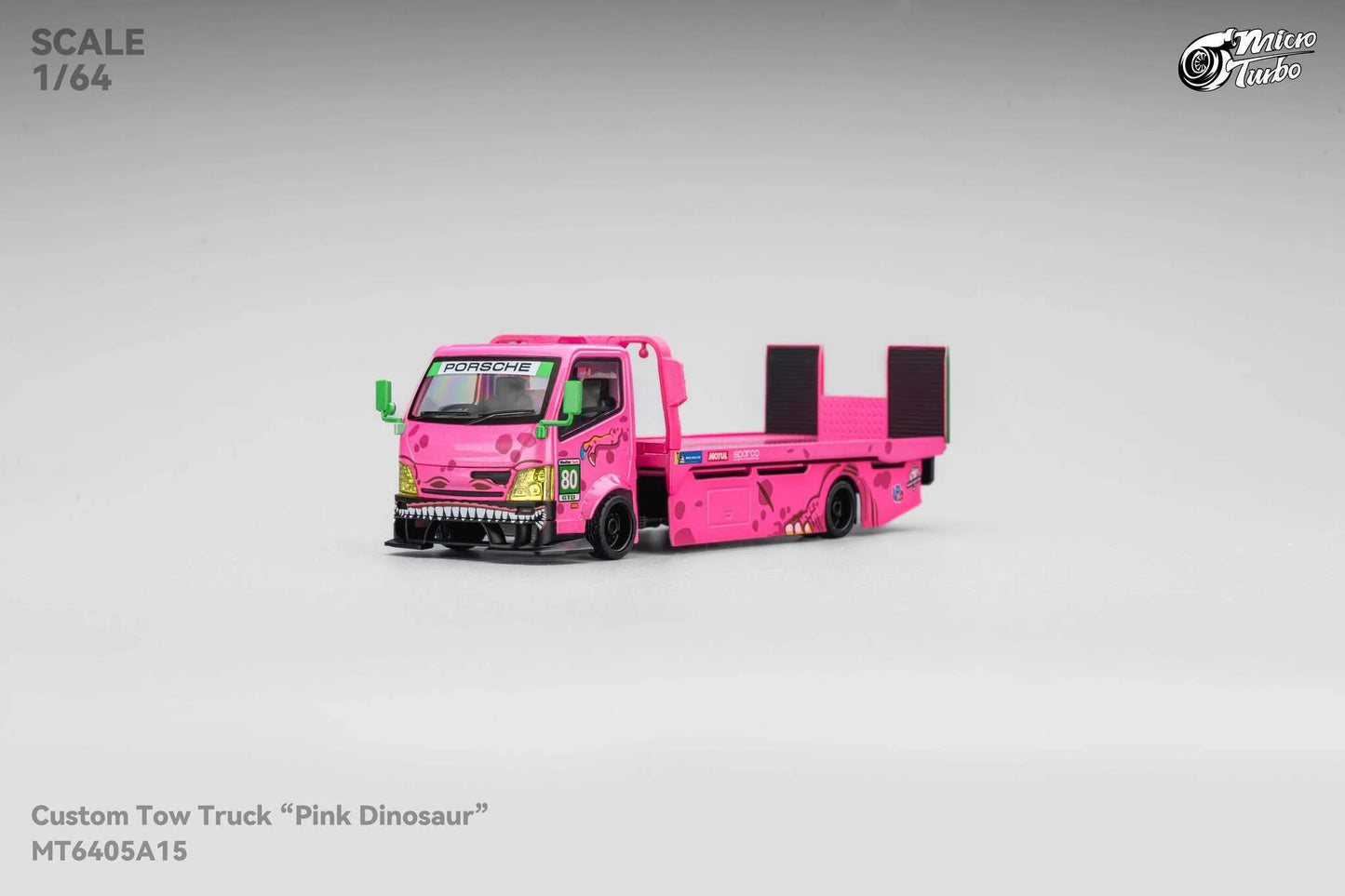 Custom Flat Bed Tow Truck Dino Pink - Mega Gear 1:64