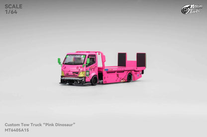 Custom Flat Bed Tow Truck Dino Pink - Mega Gear 1:64