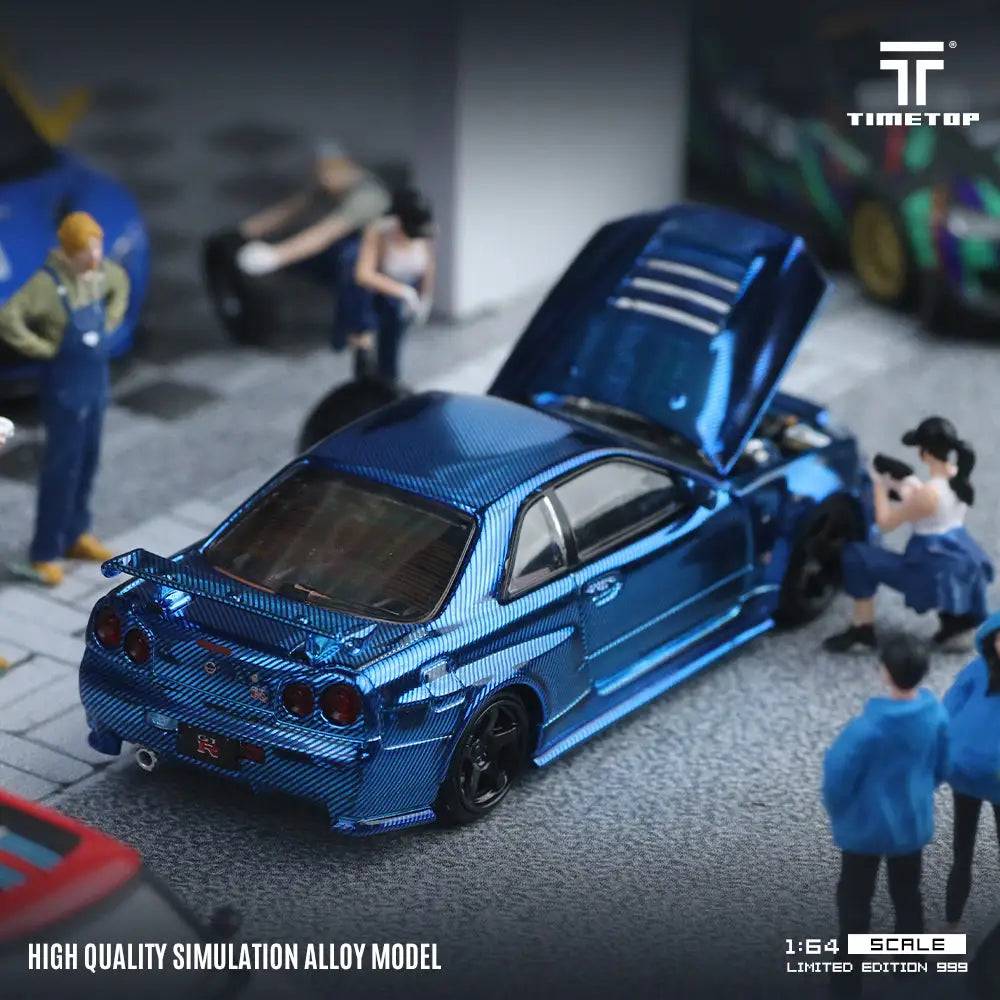 Nissan Skyline GT-R (R34) Full Carbon Blue *Limited to 999pcs - Time Top 1:64