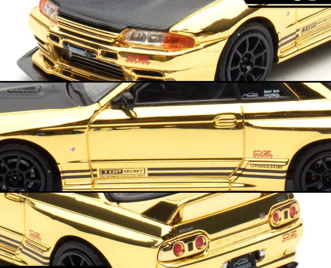 Nissan Skyline GT-R (R32) "Top Secret" Chrome Gold TMCS 2025 Exclusive - INNO64 1:64