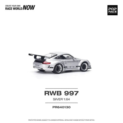 Porsche RWB 997 Silver - Pop Race 1:64