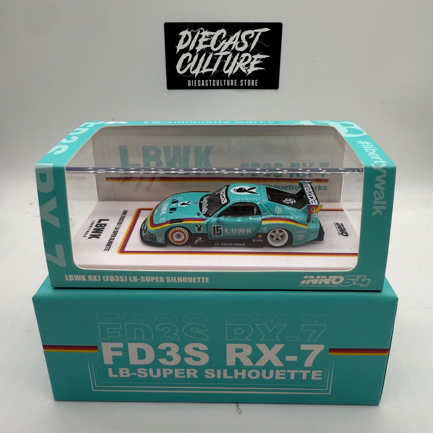 MAZDA RX7 (FD3S) LB-SUPER SILHOUETTE #15 TEAL BLUE BEIJING - INNO64 *BUNDLE*