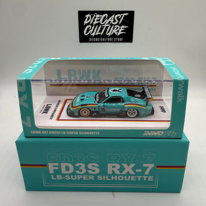 MAZDA RX7 (FD3S) LB-SUPER SILHOUETTE #15 TEAL BLUE BEIJING - INNO64 *BUNDLE*
