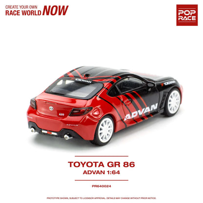 TOYOTA GR 86 (ADVAN RED/BLACK) POP RACE 1:64