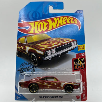 ‘69 Dodge Charger 500 - HW Flames 8/10 Hotwheels Mainline 189/250 *Soft Corners*