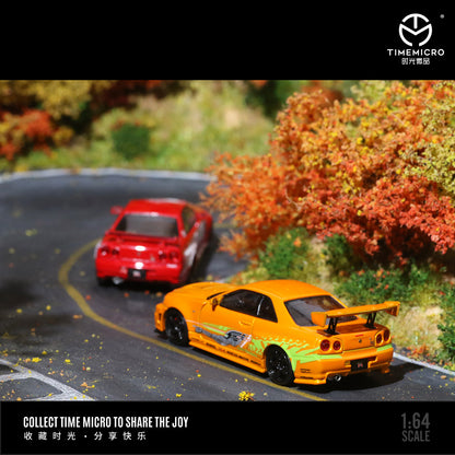 Nissan GTR34 Orange - Fast & Furious *LIMITED TO 999pcs* TimeMicro 1:64