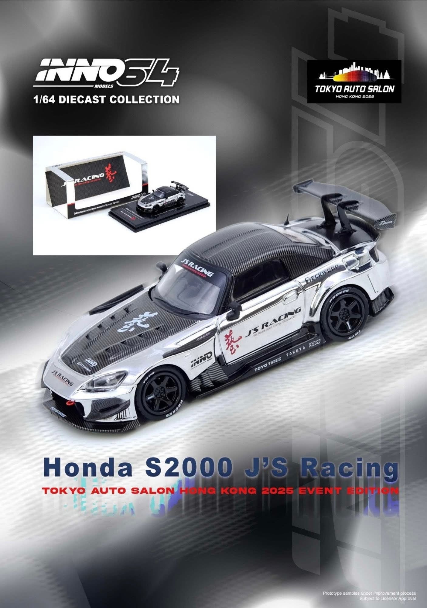 HONDA S2000 J'S RACING (CHROME SILVER/CARBON) TASHK EXPO 2025 - INNO64