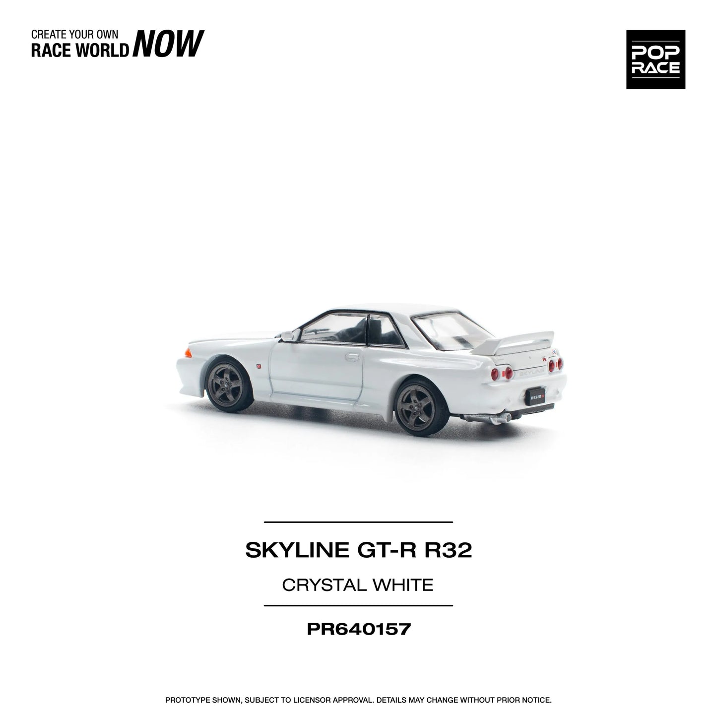 Nissan Skyline GT-R R32 Crystal White – PR64-0157 POP RACE
