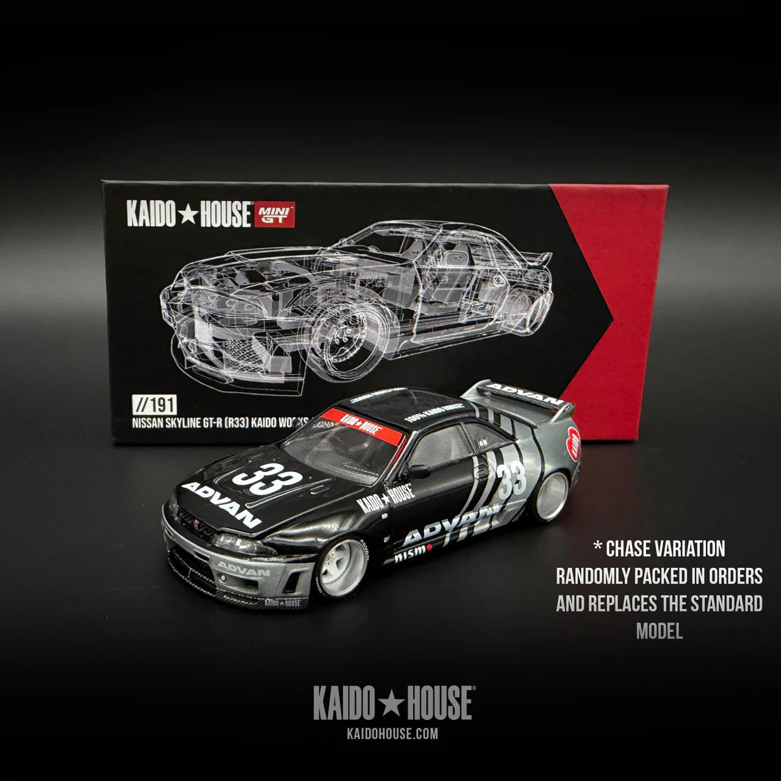 Kaido GT Nissan Skyline GT-R (R33) Kaido Works® Advan - MiniGT