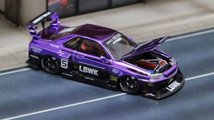 Chrome Purple Skyline GTR ER34 LBWK Liberty Walk GB SW 1:64 LIMITED TO 499pcs