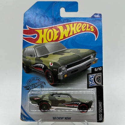 ‘68 Chevy Nova - Rod Squad 6/10 Hotwheels Mainline 73/250 *Bad Condition Card*