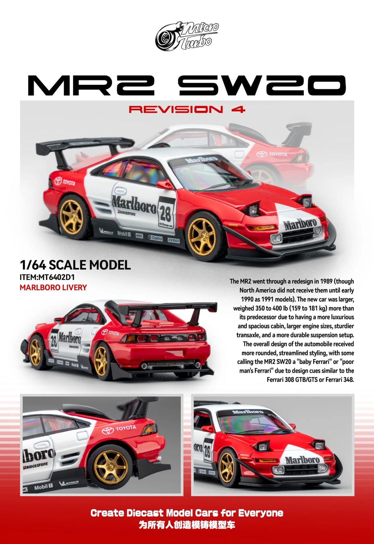 Custom MR2 - Marlboro Livery MicroTurbo 1:64 Scale