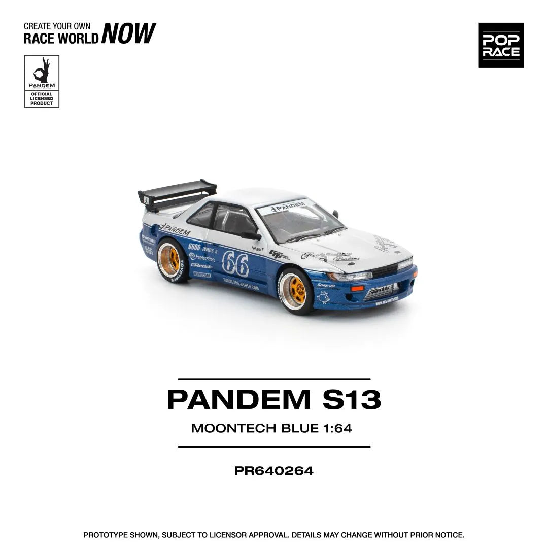 Pandem Nissan Silvia S13 Moontech Blue - POP RACE 1:64