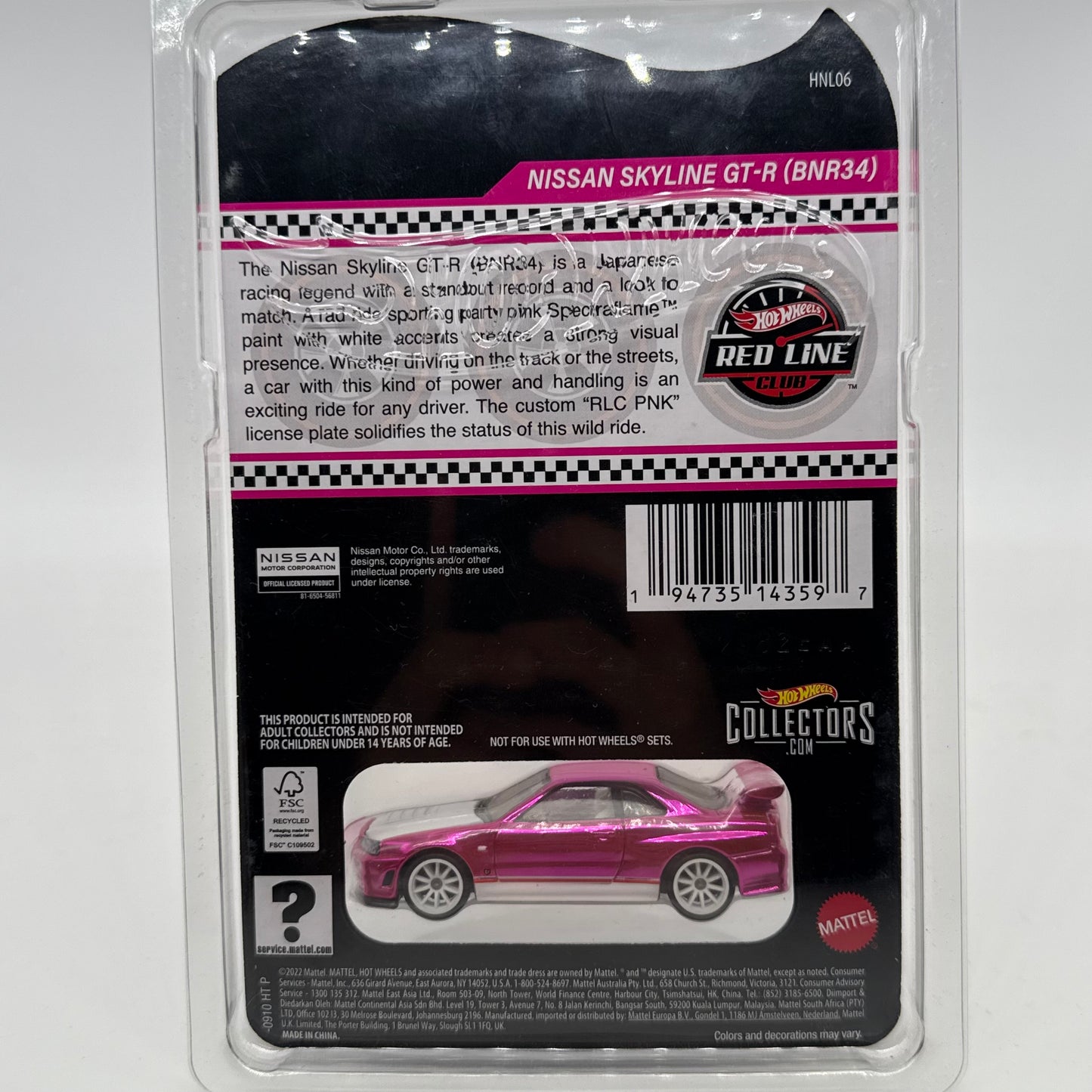 Nissan Skyline GT-R (BNR34) Club Exclusive RLC Red Line Club - Hotwheels