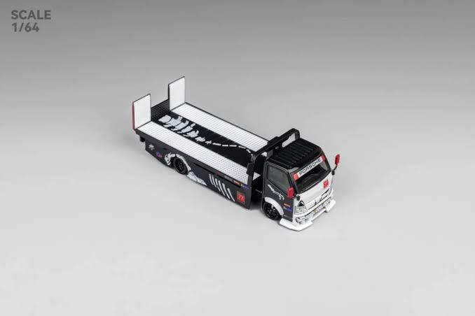 Skeleton Dinosaur H300 Custom Flatbed Tow Truck  (Black & White) - Mega Gear 1:64