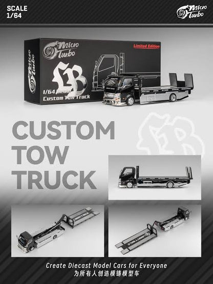 LBWK Custom Flat Bed Tow Truck Black Chrome Micro Turbo 1:64 LIMITED EDITION