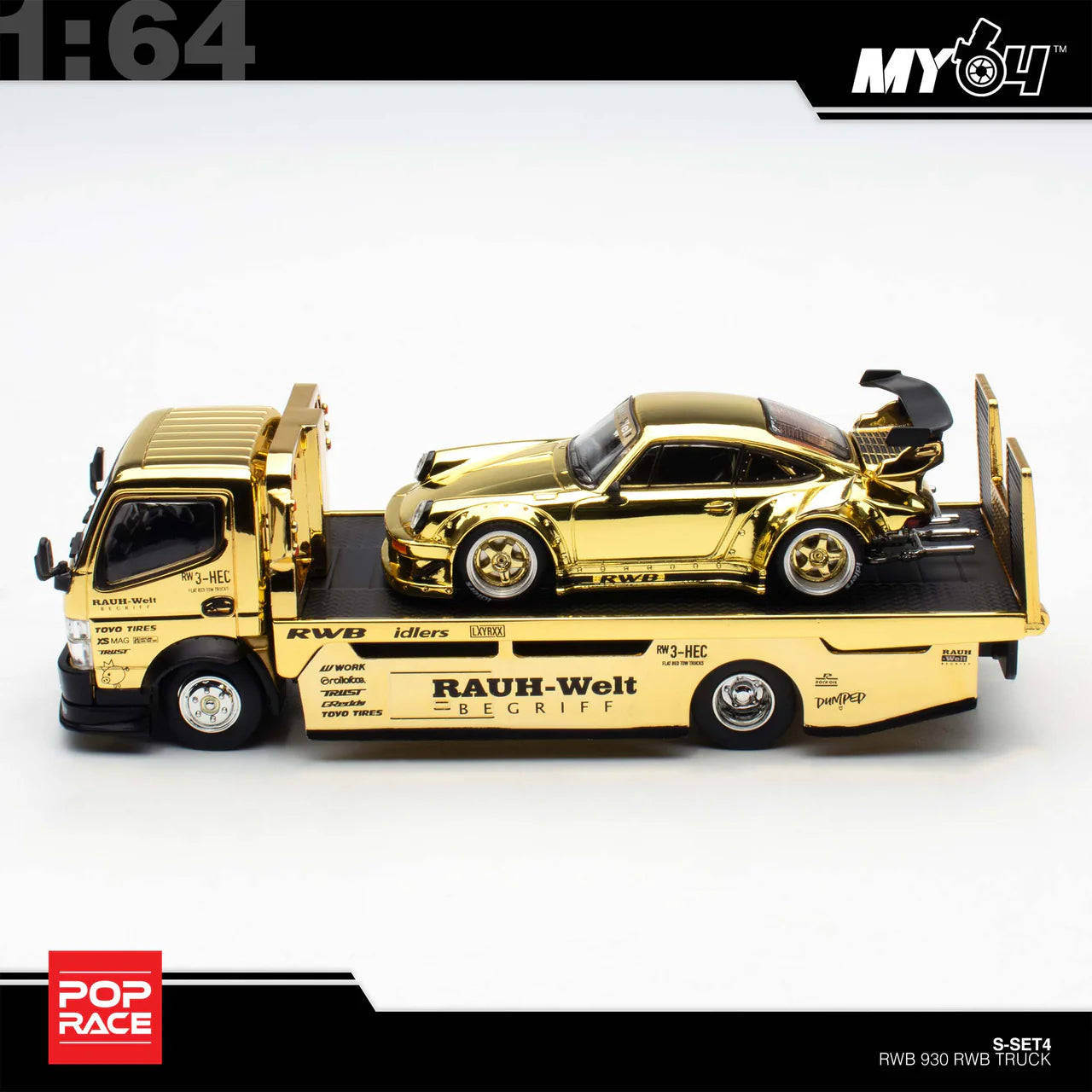 (In-Stock) RWB 930 GOLD CHROME TRUCK SET HEC 2026 Exclusive - Pop Race 1:64