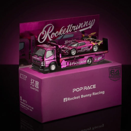 Pandem Lotus Elise & Truck Chrome Purple Rocket Bunny Set HEC 2026 - Pop Race 1:64