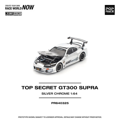 Top Secret Toyota Supra GT300 Silver Chrome - Pop Race 1:64