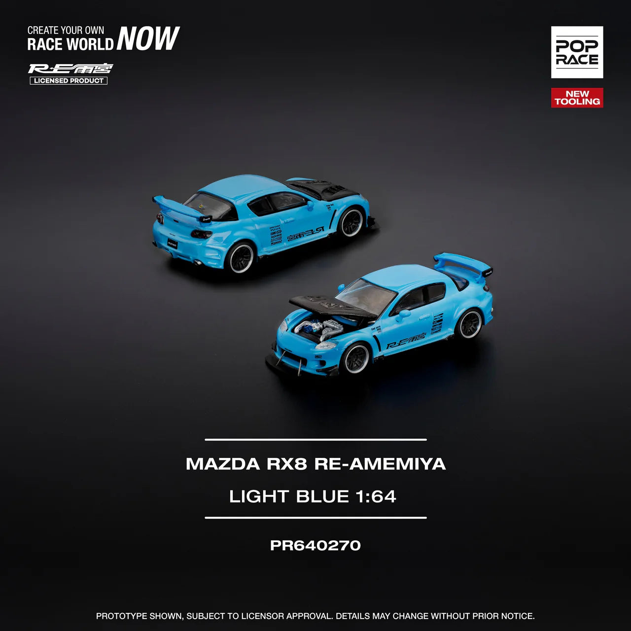 Mazda RX-8 RE-AMEMIYA Light Blue - Pop Race 1:64