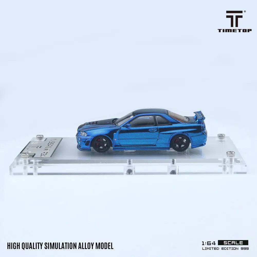 Nissan Skyline GT-R (R34) Full Carbon Blue *Limited to 999pcs - Time Top 1:64