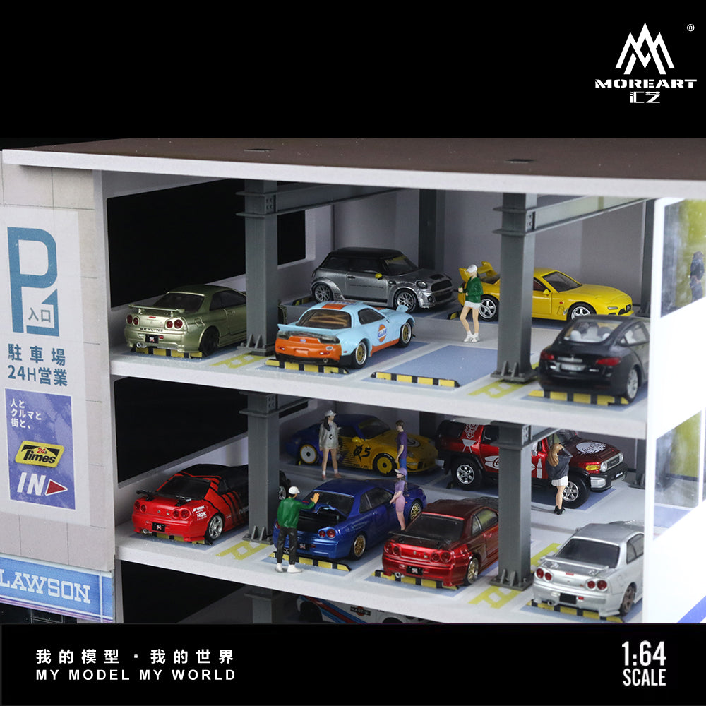 Japanese Parking Garage Scene w/LED Lights - Morearts 1:64