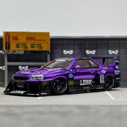 Chrome Purple Skyline GTR ER34 LBWK Liberty Walk GB SW 1:64 LIMITED TO 499pcs