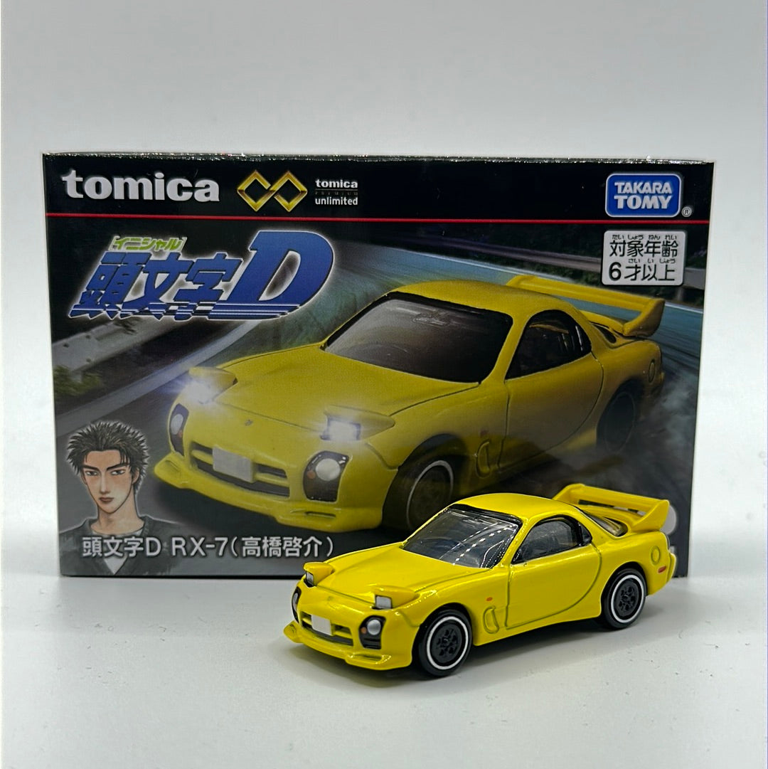 Initial D RX-7 Yellow 12 (Pop-up Headlights) TOMICA TAKARA TOMY 1:64