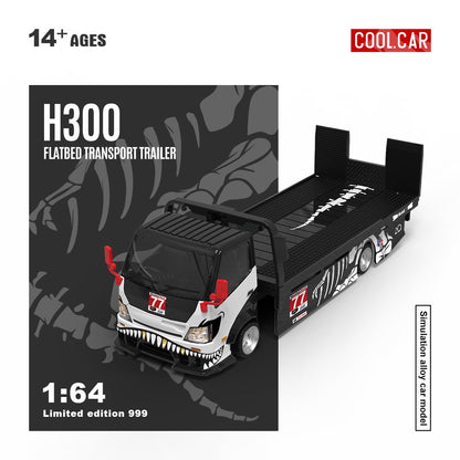 Skeleton Rexy No. 77 H300 Flatbed Transport Trailer - Limited 999pcs Cool Car 1:64