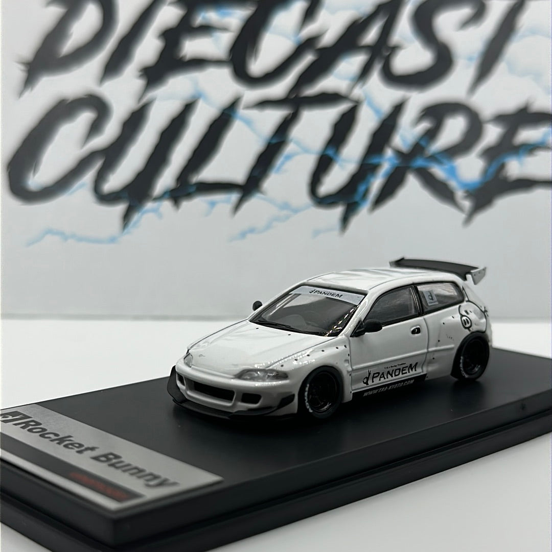 HONDA EG6 ROCKET BUNNY PANDEM WHITE 1:64 Scale