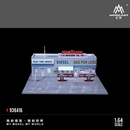 American Gas Station w/LED Lights Morearts 1:64