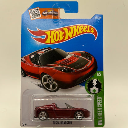 Tesla Roadster *STH* Super Treasure Hunt HW Green Speed 1/5 Hotwheels 241/250 Mainline 1:64