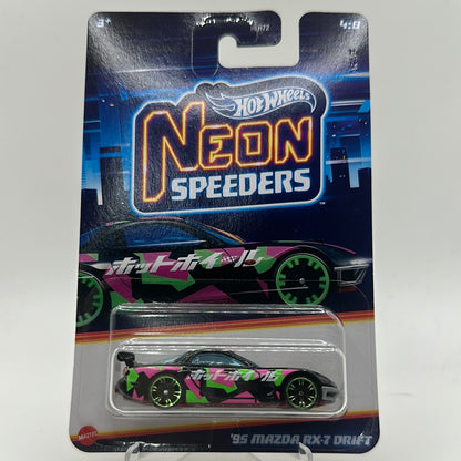 ‘95 Mazda RX-7 Drift NEON SPEEDERS 4/8 Hotwheels Mainline Themed Set