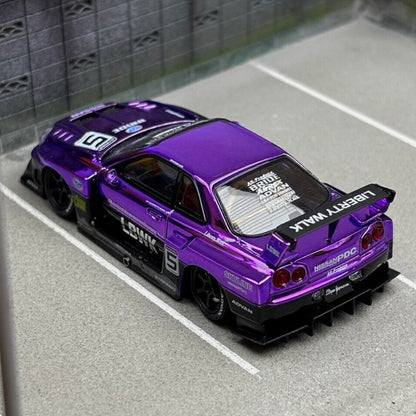 Chrome Purple Skyline GTR ER34 LBWK Liberty Walk GB SW 1:64 LIMITED TO 499pcs