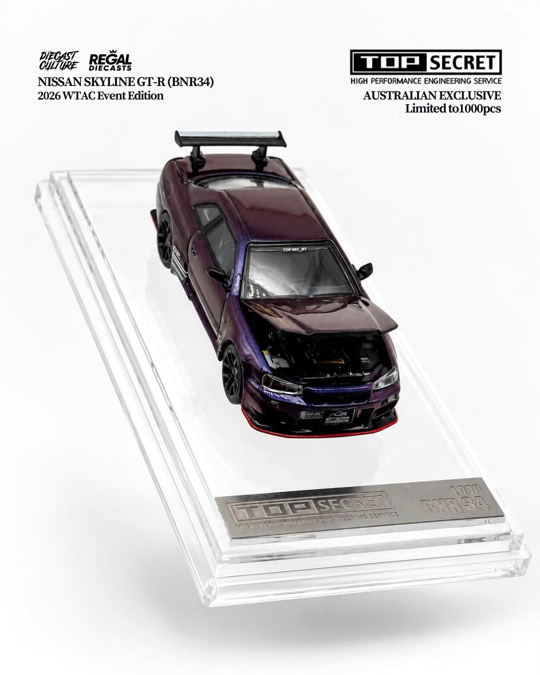 Top Secret Nissan Skyline BNR34 GT-R (Limited to 1000pcs) AUSTRALIAN EXCLUSIVE - K3 1:64