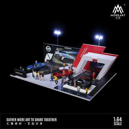 Nissan Auto Show Booth Lighting Scene Diorama w/ LED Lights - Morearts 1:64 Scale