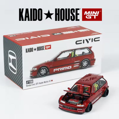 HONDA CIVIC (EF) KAIDO WORKS V2 (RED) KAIDOHOUSE X MINI GT KHMG156 1:64 Scale