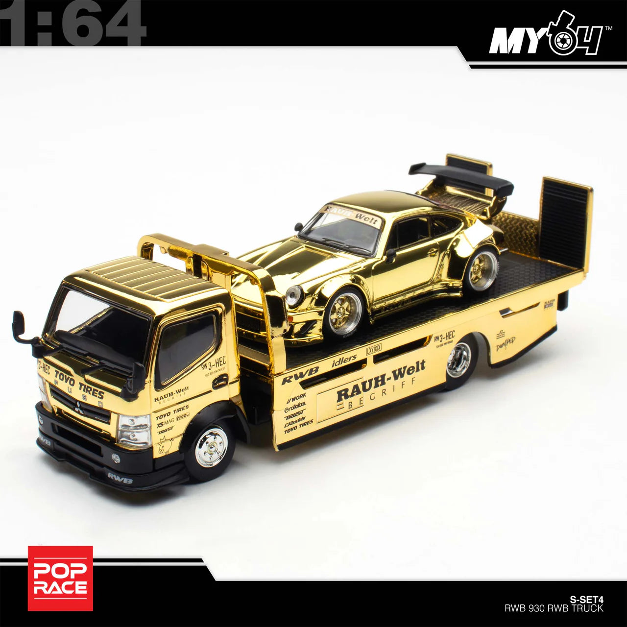 (In-Stock) RWB 930 GOLD CHROME TRUCK SET HEC 2026 Exclusive - Pop Race 1:64